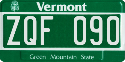 VT license plate ZQF090