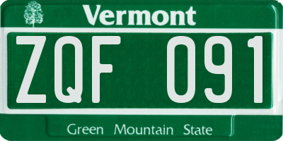 VT license plate ZQF091