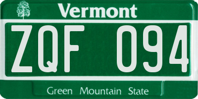 VT license plate ZQF094