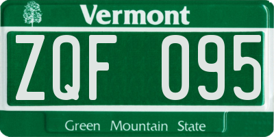 VT license plate ZQF095