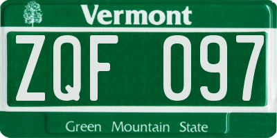 VT license plate ZQF097