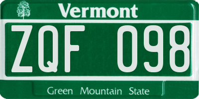 VT license plate ZQF098