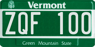 VT license plate ZQF100