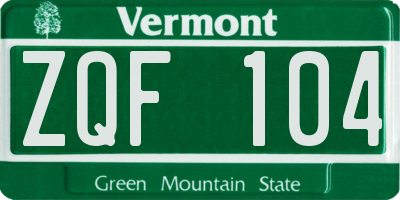 VT license plate ZQF104