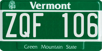 VT license plate ZQF106