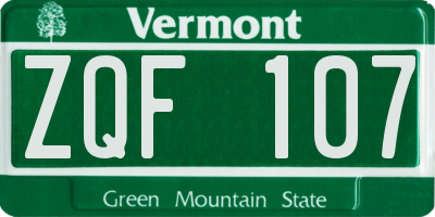 VT license plate ZQF107