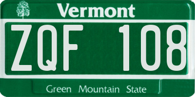 VT license plate ZQF108