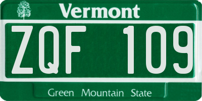 VT license plate ZQF109