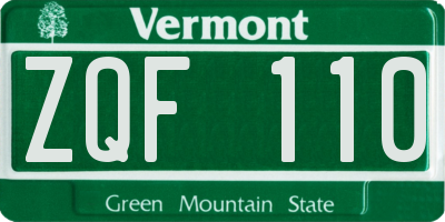 VT license plate ZQF110