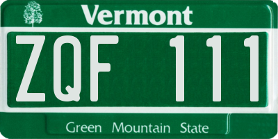 VT license plate ZQF111