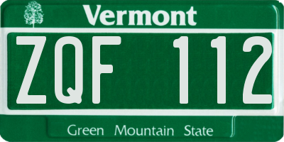 VT license plate ZQF112
