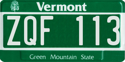 VT license plate ZQF113
