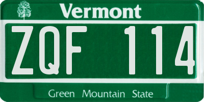 VT license plate ZQF114
