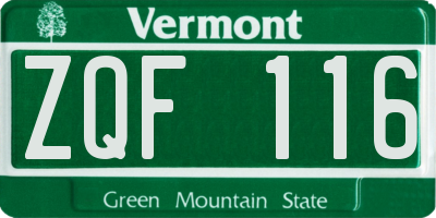 VT license plate ZQF116