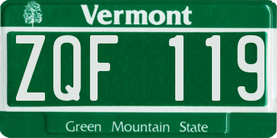 VT license plate ZQF119