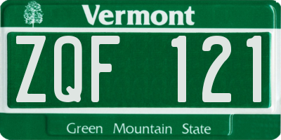 VT license plate ZQF121