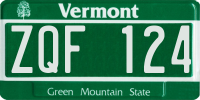VT license plate ZQF124