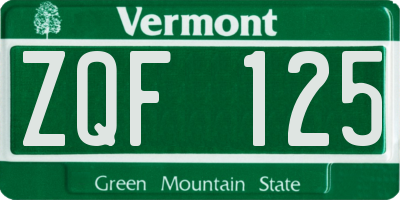 VT license plate ZQF125
