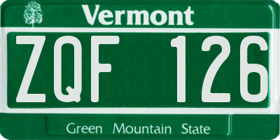VT license plate ZQF126