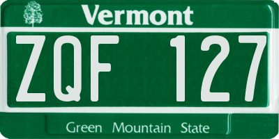 VT license plate ZQF127
