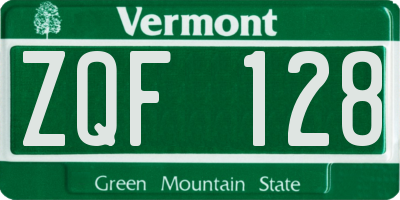 VT license plate ZQF128
