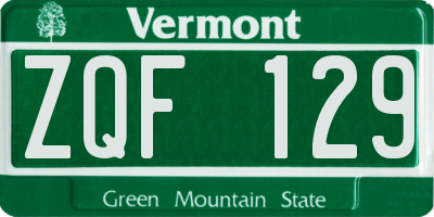 VT license plate ZQF129