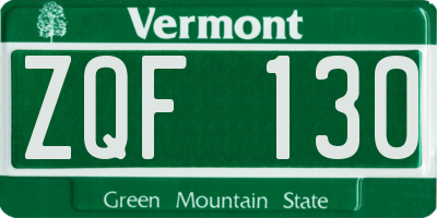 VT license plate ZQF130
