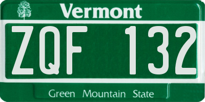VT license plate ZQF132