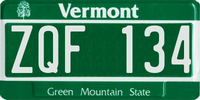 VT license plate ZQF134