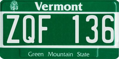 VT license plate ZQF136