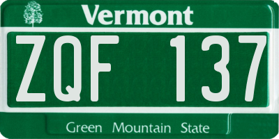 VT license plate ZQF137