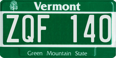 VT license plate ZQF140