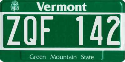VT license plate ZQF142