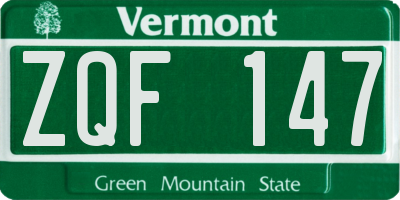 VT license plate ZQF147