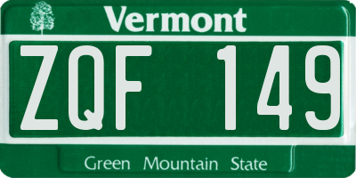 VT license plate ZQF149