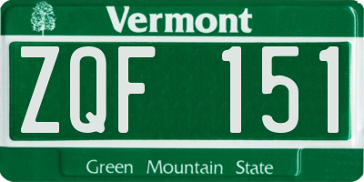 VT license plate ZQF151