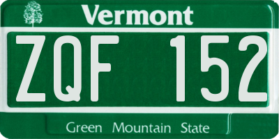 VT license plate ZQF152