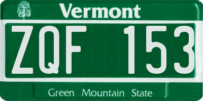 VT license plate ZQF153