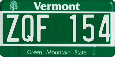 VT license plate ZQF154