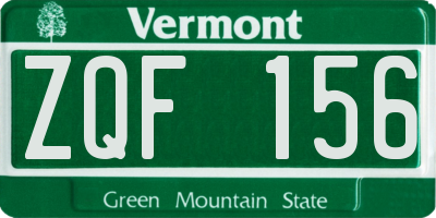 VT license plate ZQF156