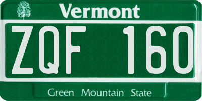 VT license plate ZQF160