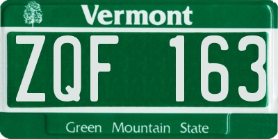 VT license plate ZQF163