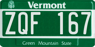 VT license plate ZQF167