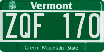 VT license plate ZQF170