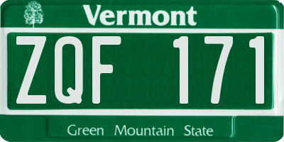 VT license plate ZQF171