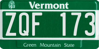 VT license plate ZQF173