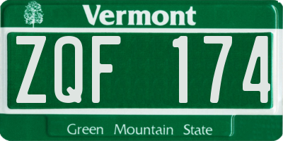 VT license plate ZQF174