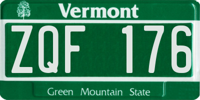 VT license plate ZQF176
