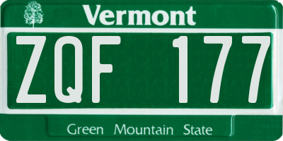VT license plate ZQF177