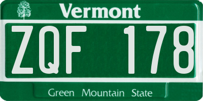 VT license plate ZQF178